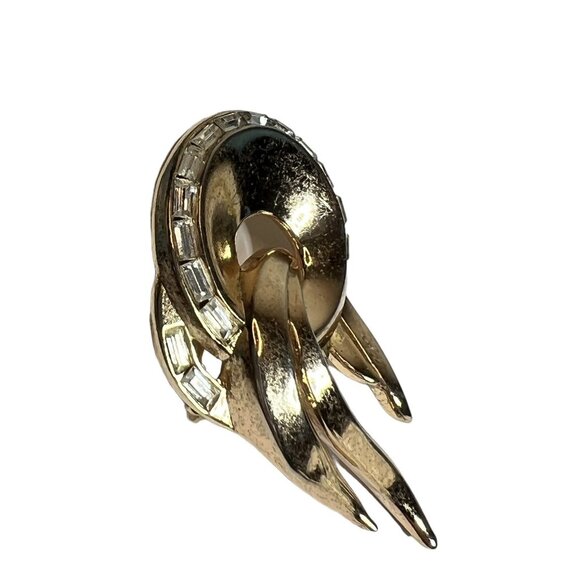 Vtg Alfred Philippe Crown Trifari Brooch Baguette Rhinestone Accents Pre-1955 - Picture 4 of 8